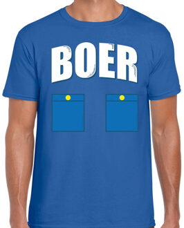 Boer verkleed t-shirt blauw voor heren 2XL