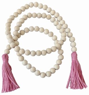 Boerderij Decor Hout Bead Garland Muur Opknoping Decor Ambachten Home Decor Ornamenten P31B Roze