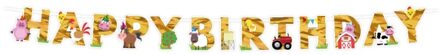 Boerderij Letterslinger 'happy birthday' (2,5m) Multikleur - Print