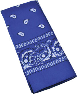 Boeren of cowboy zakdoek bandana - blauw - geruit - 54 x 53 cm - Carnaval verkleed accessiores - Verkleedattributen