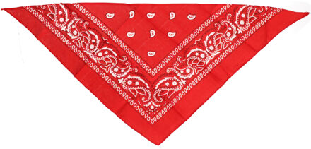 Boeren of cowboy zakdoek bandana - rood - geruit - 54 x 53 cm - Carnaval verkleed accessiores - Verkleedattributen