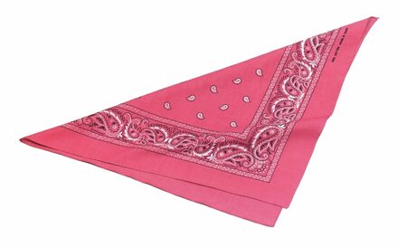 Boeren of cowboy zakdoek bandana - roze - geruit - 54 x 53 cm - Carnaval verkleed accessiores