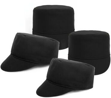 Boeren petjes - Set van 4x stuks - voor kinderen - Carnaval verkleed petjes - zwart - petten/hoedjes