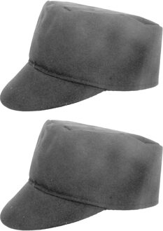 Boeren thema verkleed pet - 2x - zwart - volwassenen - one size