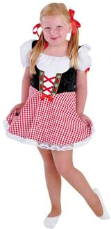 Boeren Tirol & Oktoberfest Kostuum | Rode Zoet Alcoholvrij Biertje Dirndl | Meisje | Maat 140 | Bierfeest | Verkleedkleding