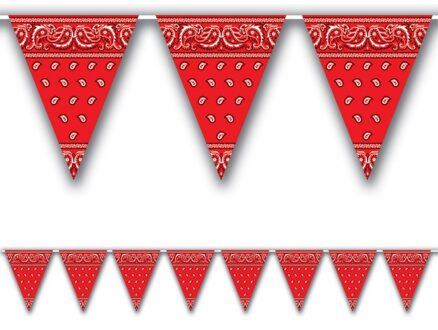 Boeren zakdoek vlaggenlijn - 366 cm - Cowboy western thema feestversiering - rood