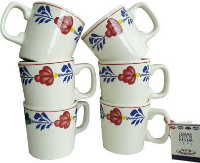 Boerenbont Mok Roeland 6 Stuks Boerenbont Servies Wit