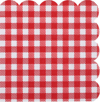 boerenbont Oktoberfest thema servetten - 20x stuks - 16 cm - gingham/vichy print - Feestservetten Rood