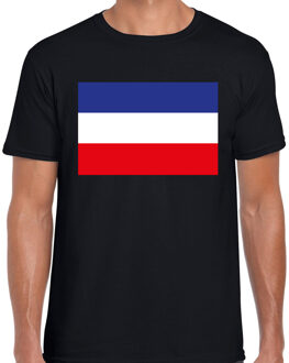 Boerenprotest vlag t-shirt met Nederlandse vlag onderste boven zwart heren 2XL - Feestshirts