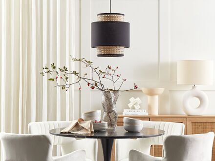 BOERI - Hanglamp - Zwart| Natuurlijk - Polyester