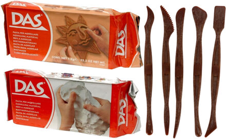 Boetseer basis pakket met klei en gereedschap 7-delig