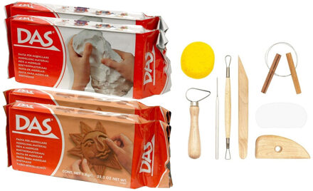 Boetseer klei pakken terra en wit met boetseergereedschap 8-delig