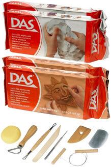 Boetseer klei pakken terra en wit met boetseergereedschap 8-delig