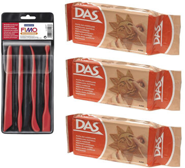 Boetseer klei terra 1500 gram met gereedschap