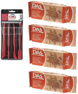 Boetseer klei terra 2000 gram met gereedschap