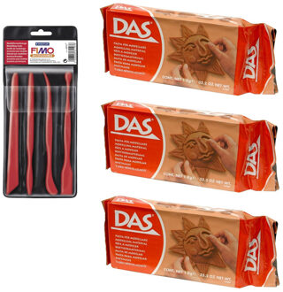 Boetseer klei terra 3 kg met gereedschap