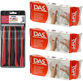 Boetseer klei wit 1500 gram met gereedschap