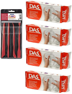 Boetseer klei wit 2000 gram met gereedschap