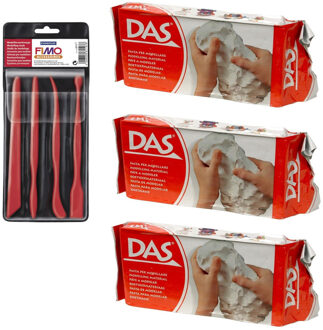 Boetseer klei wit 3 kg met gereedschap