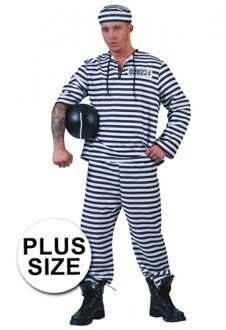 Boeven verkleedkostuum - zwart/wit - grote maten - gevangen pak - volwassenen