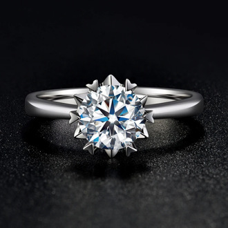 BOEYCJR 925 Silver Snowflake 0.5ct/1ct F color Moissanite VVS Engagement Wedding Ring With national certificate for Women