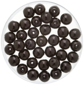 Boheemse glaskralen - 50x stuks - zwart - 6 mm - sieraden maken - hobby artikelen