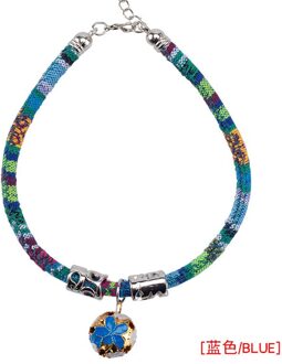 Bohemen Stijl Kat Halsband Met Bel Puppy Pet Ketting Voor Kleine Middelgrote Honden Huisdier Kat Halsbanden Levert Kitten Kat accessoires Blauw