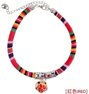 Bohemen Stijl Kat Halsband Met Bel Puppy Pet Ketting Voor Kleine Middelgrote Honden Huisdier Kat Halsbanden Levert Kitten Kat accessoires rood