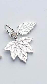 Bohemen Stijl Maple Leaf Bedels 925 Sterling Zilver Ambacht Gesneden Oorbel Ketting Hangers Diy Vrouwen Sieraden Voor 1 zilvere kleur 1stk