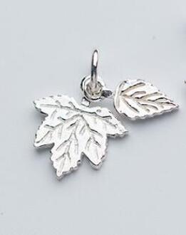 Bohemen Stijl Maple Leaf Bedels 925 Sterling Zilver Ambacht Gesneden Oorbel Ketting Hangers Diy Vrouwen Sieraden Voor 2 zwart kleur 1stk