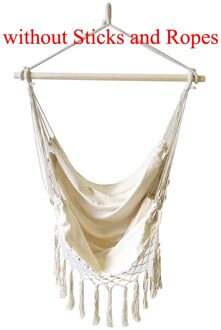 Bohemen Stijl Swing Kwasten Hangmat Katoenen Touw Netto Beige Boom Opknoping Stoel Draagbare Haak Opknoping Seat Indoor Tuin