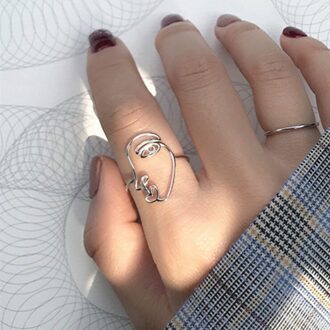 Bohemian Etnische Menselijk Gezicht Ringen Voor Vrouwen Bridal Wedding Vintage Vinger Ringen Kerstcadeaus