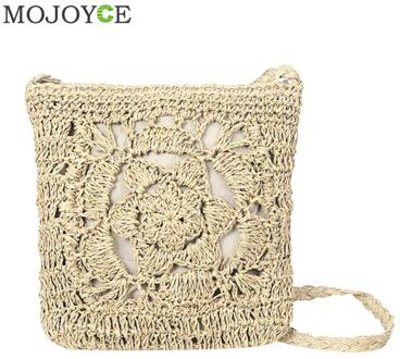 Bohemian Geweven Hollow Out Beach Bag Vrouwen Gehaakte Omzoomd Stro Clutch Handgemaakte Dag Koppelingen Breien Weave Boho Zomer Tas Beige
