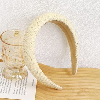 Bohemian Haarband Zomer Stro Weven Geknoopt Hoofdband Raffia Spons Hoofddeksels Handgemaakte Haar Hoepel Haarband Haaraccessoires sponge beige