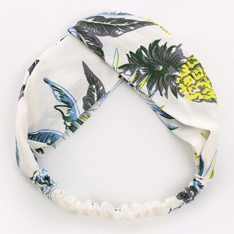 Bohemian Retro Cross Knot Tulband Bloemen Gedrukt Bandage Bandana Headwrap Vrouwen Elastische Haarband Gezicht Wassen Make-Up Haarband wit