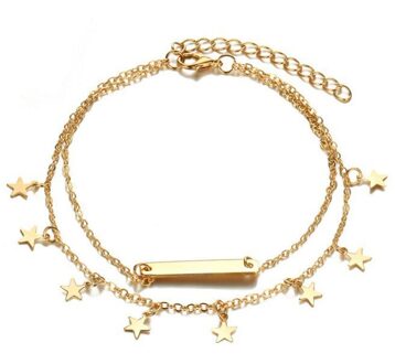 Bohemian Sterren Enkelbanden Hanger Voor Vrouwen Goud Zilver Kleur Tassel Enkel Armbanden Meisjes Barefoot Op Been Ketting Sieraden Goud-kleur