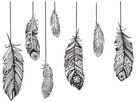 Bohemian Stijl Zwarte Veer Muurstickers Voor Slaapkamer Woonkamer Muur Decor Art Muurstickers Voor Room Decor Muurschilderingen Thuis decor