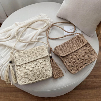 Bohemian Wind Woven Straw Shoulder Bag, Wild Hollow Crossbody Bag, Trendy Beach Bag
