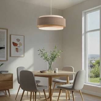 Boho Elegante hanglamp, bruin/beige/crème, Ø 60cm, textiel bruin, beige, crème