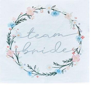 Boho Floral Servetten Team Bride (16st) Multikleur - Print