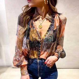 Boho Geïnspireerd lange mouw blouse Vrouwen Vintage Plaid Gedrukt Blouses Shirt herfst boho blouse top elegante chic Top Blusas