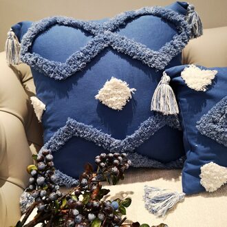 Boho Getuft Met Kwasten Kussensloop Home Decor Marokko Kussenhoes 30*50/45*45Cm Kussenslopen Decoratieve voor Slaapbank B 45x45cm