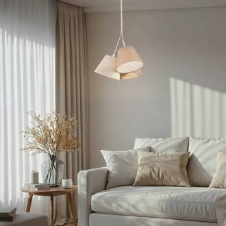 Boho hanglamp, 3-lamps, crème/beige, jute crème, beige