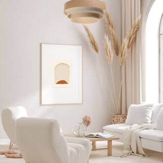 Boho hanglamp, crème/beige, Ø 60 cm, hoogte 20 cm, jute crème, beige