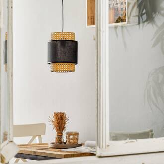 Boho hanglamp, zwart/rattan Ø 20 cm zwart, bruin