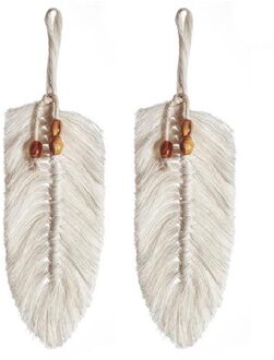 Boho Macrame Muur Opknoping Blad Tapestry Decor Bohemian Kwastje Chic Home Woonkamer Slaapkamer Hoofdeinde Decoratie Accessoires C 2stk