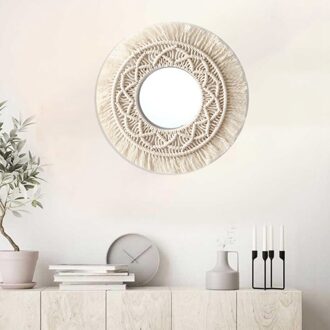 Boho Muur Spiegel Frame Tapestry Handgemaakte Geweven Macrame Achtergrond Muur Frame Wandtapijt Voor Thuis Woonkamer Decor