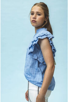 Boho top sky blue voor meisjes in de kleur Blauw - 176