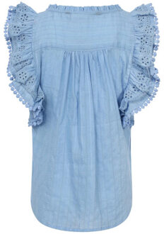 Boho top sky blue voor meisjes in de kleur - maat 140 Blauw
