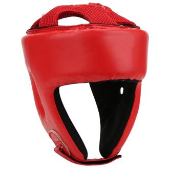 Boksen Helm Voor Mannen Pu Lederen Verstelbare Boksen Hoofd Gear Half-Pack Ponsen Hoofd Guard Sanda Helm Boksen Hoofd bescherming Rood / L